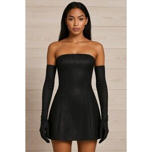 New! Miscreants London Black Snakeskin Mini Dress with Matching Gloves US Medium